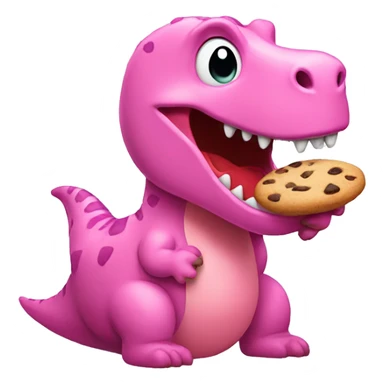 pink dinosaur eating cookie sticker