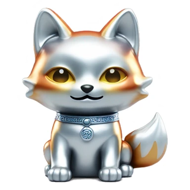 fully chrome fox statue in the form of maneki neko sticker