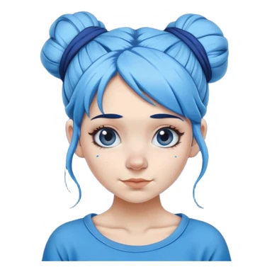 Female Smurf with dark sky blue hair long hair in a messy bun sticker