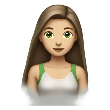 Girl with brown long straight hair and green eyes  sticker