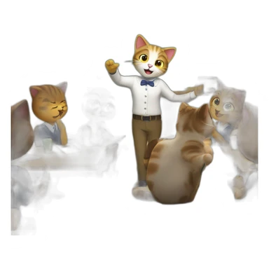 cat animal teacher giving lesson to students sticker