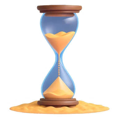 A visual representation of time passing: an hourglass with sand falling, or a clock with spinning hands, symbolizing the flow of time. sticker