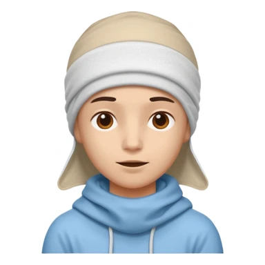 A person with headaches and a cold pack on the head sticker