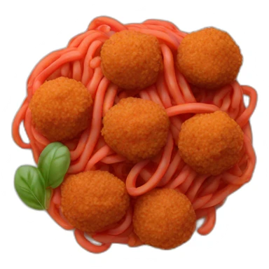 red pasta with meat balls setved in a plate sticker