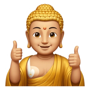 Buddha smiles and gives a thumbs up sticker