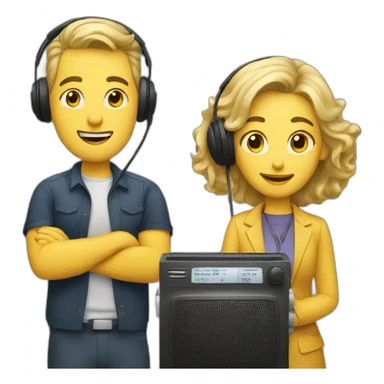 man and woman on the radio sticker