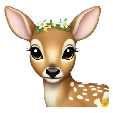 baby deer laying down with flowers in hair sticker