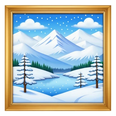 simple painting in a frame with snowing landscape sticker