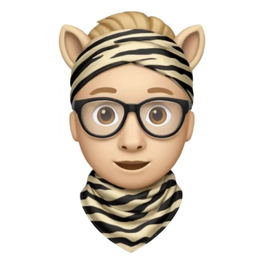Nerd emoji with a zebra print bandana mask on sticker