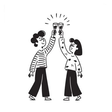 sketch of people saying cheers sticker