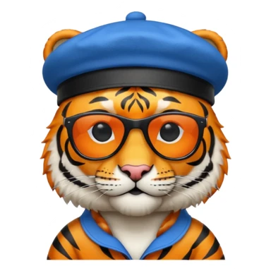 tiger in sunglasses with blue berets sticker