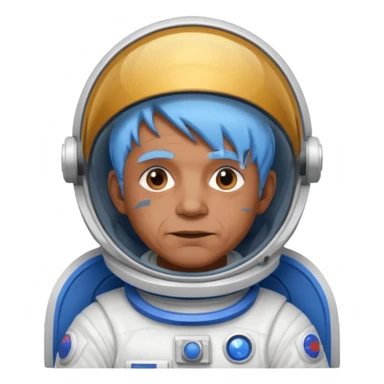 old man, brown skin astronaut with blue hair sticker