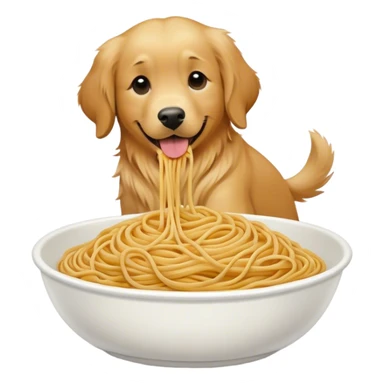 Golden retriever being turned into a bowl of spaghetti sticker