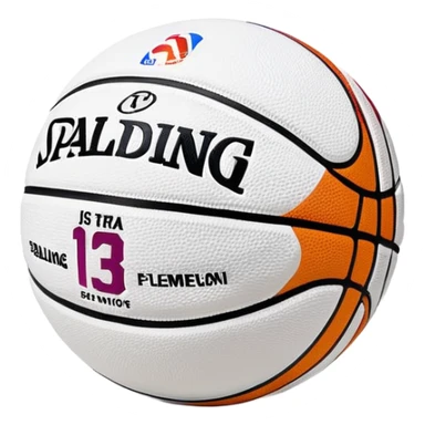 ultra minimalist white basketball, very simple Spalding and NBA branding, just a hint of colorful lines, extremely clean design sticker