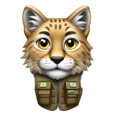 A lynx with a VC vest sticker