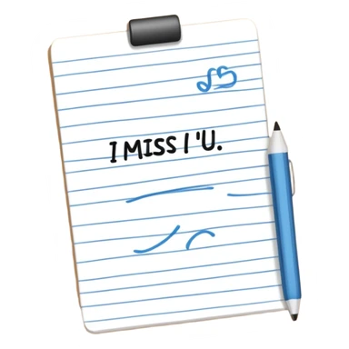 Note that says “I miss u” sticker