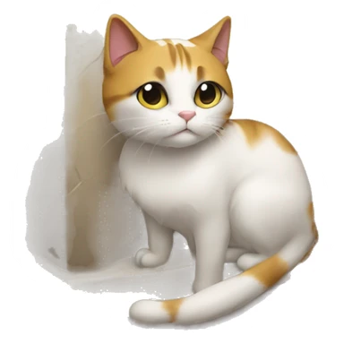 The cat sad with the tomb sticker