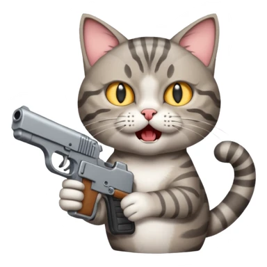 A cat holding a gun yelling "INTERVENE!" sticker