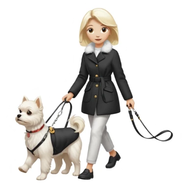 blonde woman walking Maltese dog sticker