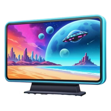 big screen with a movie sticker