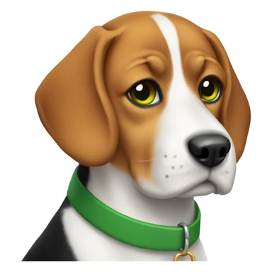 Beagle with green collar sticker