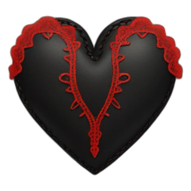 Black leather heart with red lace border sticker