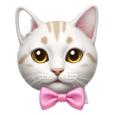 White tabby cat with pink bow  sticker