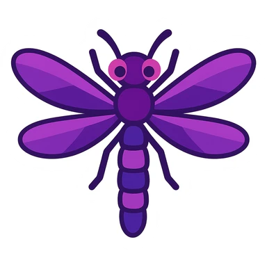 a dragonfly in violet color, stylized and modern sticker