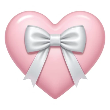 Light pink heart with white ribbon bow sticker
