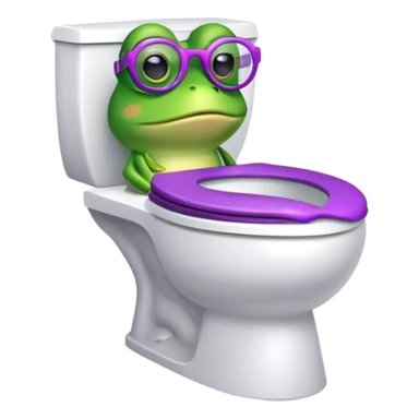 toilet with frog wearing purple glasses inside  sticker