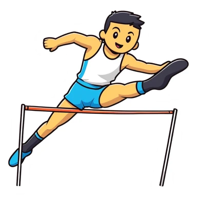 high jump athlete, leaping action sticker