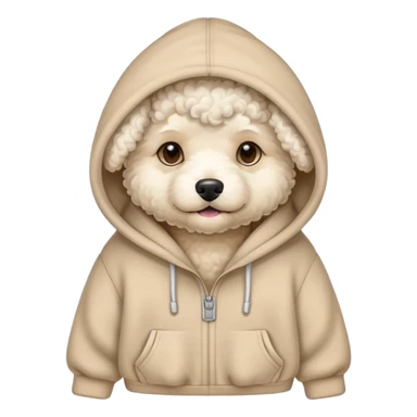 Small white curly haired dog with a comfy hoodie on sticker