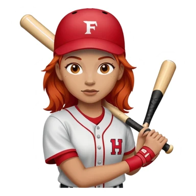 Softball player with red hair sticker