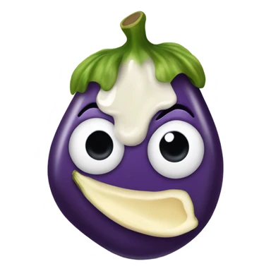 Eggplant with mayo sticker