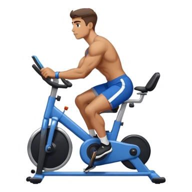 buff guy blue shorts black stationary bike sticker