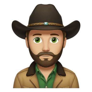 yellowstone dutton ranch cowboy with beard and green eyes, black cowboy hat, black t-shirt and tan jacket sticker