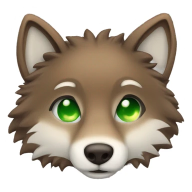 Brown cute Wolf furry sleeping with green pupils sticker