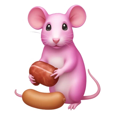 pink girl rat with sausage sticker