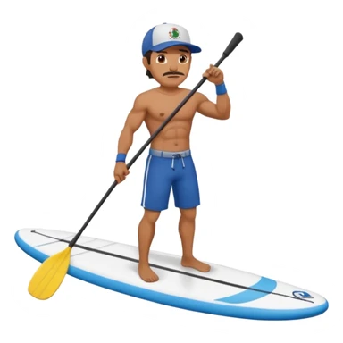 Mexican surfer with  a baseball cap Muscular  no mustache Paddle boarding Mexican man sticker