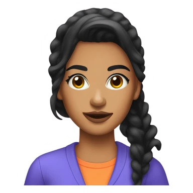 Tanned woman with long black hair dressed in Y2K preppy hair, makeup, and neon attire sticker