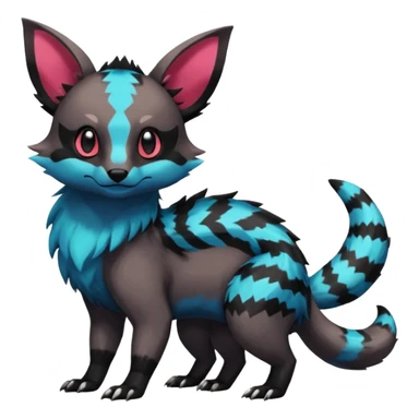 Rare exotic cute epic aesthetic colorful Salandit-Eevee-Civet-species-Fakemon-hybrid-creature, with markings, full body sticker