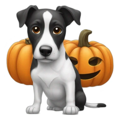black and white doodle with a pumpkin sticker