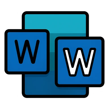 Microsoft Word logo as a flat icon, modern flat style, clear W letter, simple shapes sticker