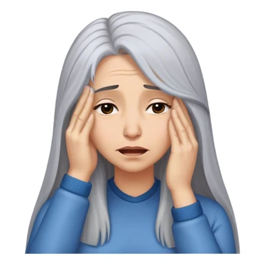 Lady with long gray hair doing face palm sticker