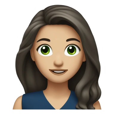 a brunette with long hair and green eyes in a dark blue dress winks sticker