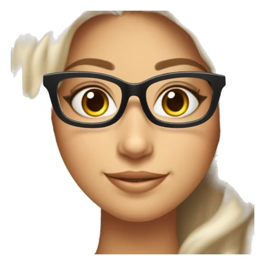 Chica tez blanca, rizada, con cat-eyeglasses, nariz perfilada, linda sonrisa sticker