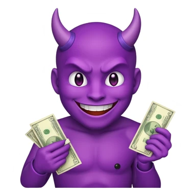 purple devil emoji (fun and light hearted) with money  sticker