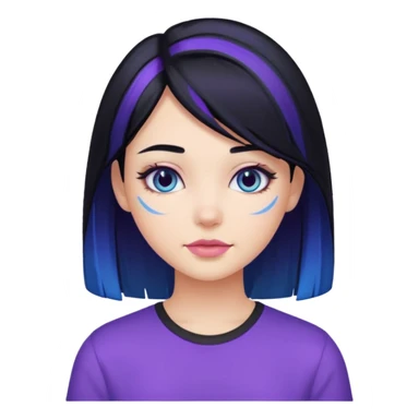 Girl with black blue and purple hair sticker