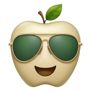 aviator sunglasses with light beige frame and dark green lenses, Apple emoji style, no text sticker