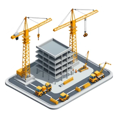isometric construction site of cathay airport sticker